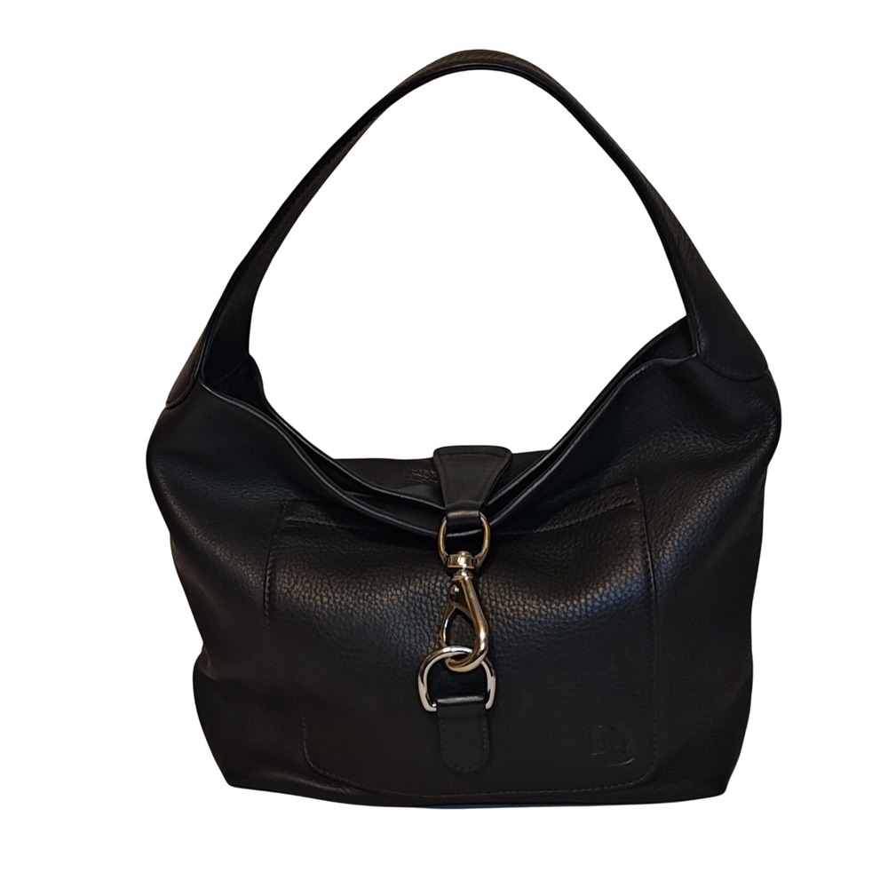 Dooney & Bourke Hobo Bag Womens Large Black Pebbled Leather Clasp J8382200